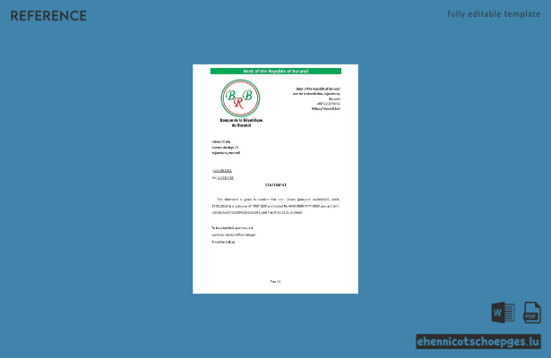 Burundi Die Republikbank von Burundi Schließungsbeispiel Vorschau